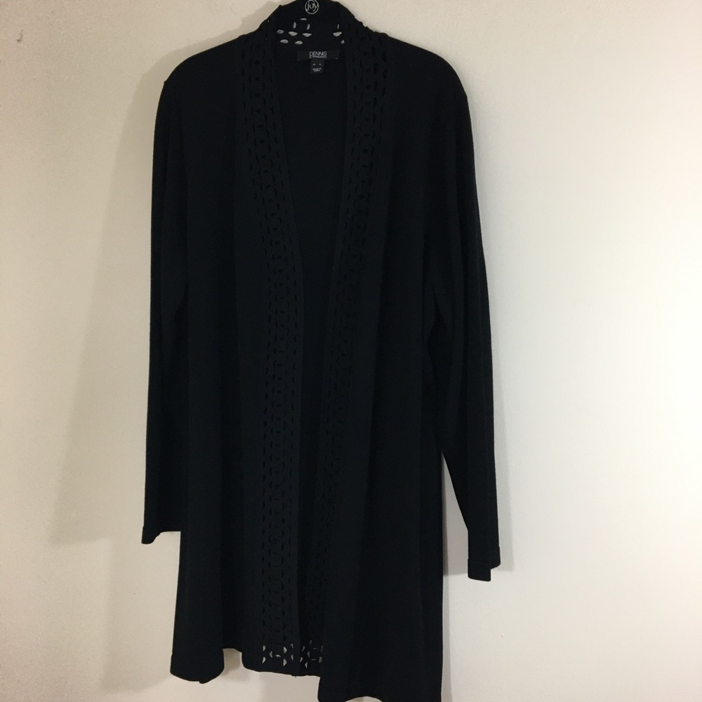 Dennis Basso Cut Out Cardigan Sweater Size XL